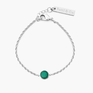 Tutti & Co Birthstone MAY Green Onyx Bracelet Silver (BR593S)