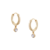 Tutti & Co Birthstone Hoop Earrings DECEMBER Blue Topaz Gold (EA553G)