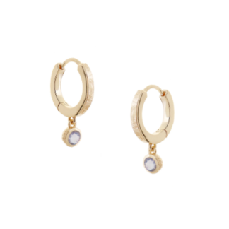 Tutti & Co Birthstone Hoop Earrings DECEMBER Blue Topaz Gold (EA553G)