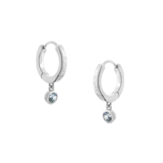Tutti & Co Birthstone Hoop Earrings DECEMBER Blue Topaz Silver (EA553S)