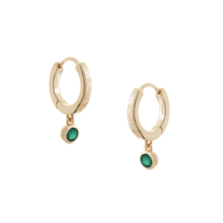 Tutti & Co Birthstone Hoop Earrings MAY Green Onyx Gold (EA547G)