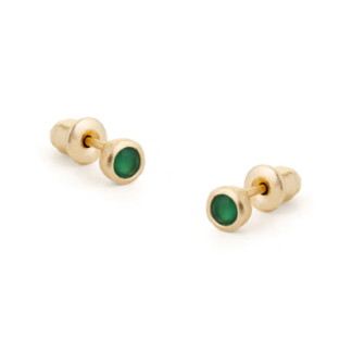 Tutti & Co Birthstone MAY Green Onyx Stud Earring Gold (EA536G)