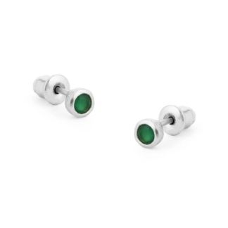 Tutti & Co Birthstone MAY Green Onyx Stud Earring Silver (EA536S)