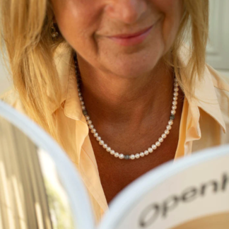Claudia Bradby Pearl with 3 Labradorite ChokerNecklace