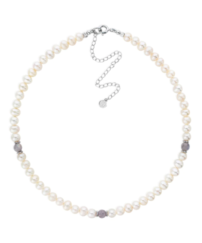 Claudia Bradby Pearl with 3 Labradorite ChokerNecklace - Image 3