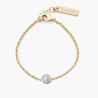 Tutti & Co Birthstone JUNE Pearl Bracelet Gold (BR595G)
