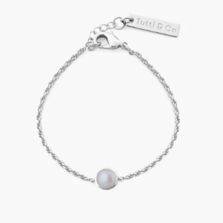 Tutti & Co Birthstone JUNE Pearl Bracelet Silver (BR595S)