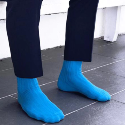 Swole Panda SKY BLUE RIBBED BAMBOO SOCKS 7-11 - Image 3