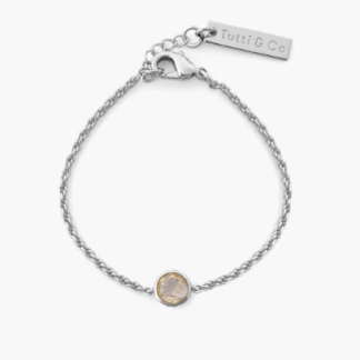 Tutti & Co Birthstone OCTOBER Moonstone Bracelet Silver (BR599S)