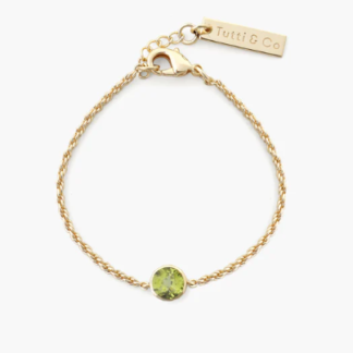 Tutti & Co Birthstone AUGUST Peridot Bracelet Gold (BR597G)