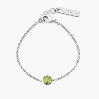 Tutti & Co Birthstone AUGUST Peridot Bracelet Silver (BR597S)