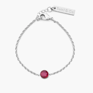 Tutti & Co Birthstone JULY Ruby Bracelet Silver (BR596S)