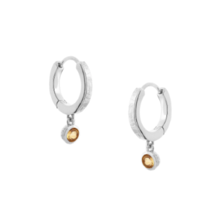 Tutti & Co Birthstone Hoop Earrings NOVEMBER Citrine Silver (EA552S)