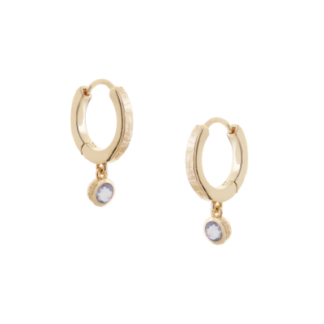 Tutti & Co Birthstone Hoop Earrings OCTOBER Moonstone Gold (EA551G)