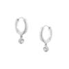 Tutti & Co Birthstone Hoop Earrings OCTOBER Moonstone Silver (EA551S)