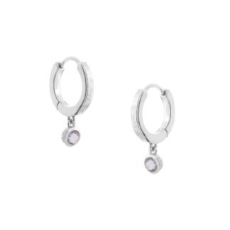 Tutti & Co Birthstone Hoop Earrings OCTOBER Moonstone Silver (EA551S)