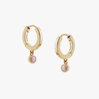 Tutti & Co Birthstone Hoop Earrings JUNE Pearl Gold (EA567G)