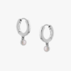Tutti & Co Birthstone Hoop Earrings JUNE Pearl Silver (EA567S)