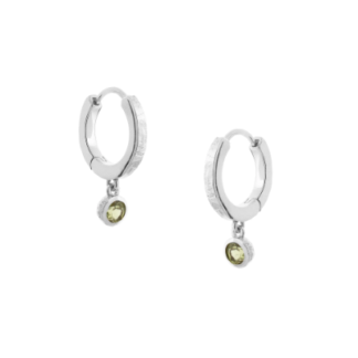 Tutti & Co Birthstone Hoop Earrings AUGUST Peridot Silver (EA549S)