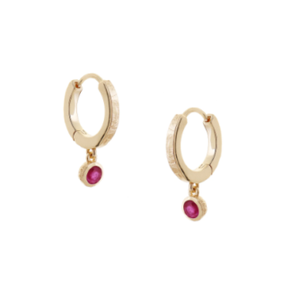 Tutti & Co Birthstone Hoop Earrings JULY Ruby Gold (EA548G)