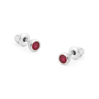 Tutti & Co Birthstone JULY Ruby Stud Earring Silver (EA537S)