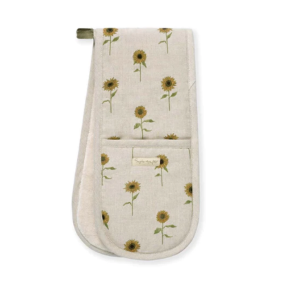 Sophie Allport Sunflower Linen Double Oven Glove - Image 2