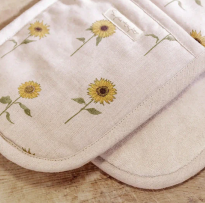 Sophie Allport Sunflower Linen Double Oven Glove - Image 4
