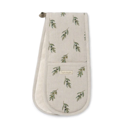 Sophie Allport Olive Linen Double Oven Glove - Image 3