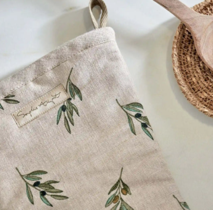 Sophie Allport Olive Linen Oven Mitt - Image 2