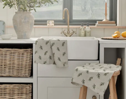 Sophie Allport Olive Linen Tea Towel - Image 2