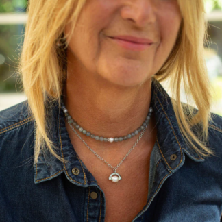 Claudia Bradby Labradorite and Pearl Choker Necklace