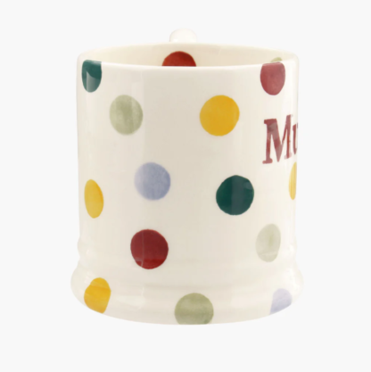 Emma Bridgewater at Gifted Polka Dot Mummy 1/2 pint mug side view product photo