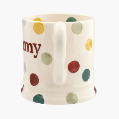 Emma Bridgewater at Gifted Polka Dot Mummy 1/2 pint mug side view