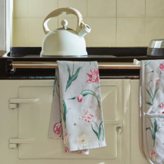 Sophie Allport at Gifted Boston Spa - Tulips tea towel hanging over oven