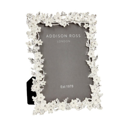 Addison Ross White Flower Diamante Silver Frame 6" x 4"