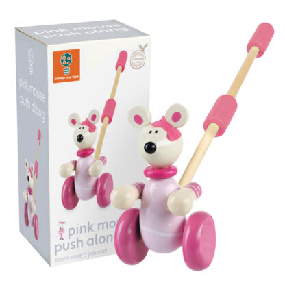 Orange Tree Pink Mouse Boxed Push Along