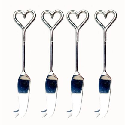 Selbrae House 4 Mini Cheese Knives LOVE HEARTS