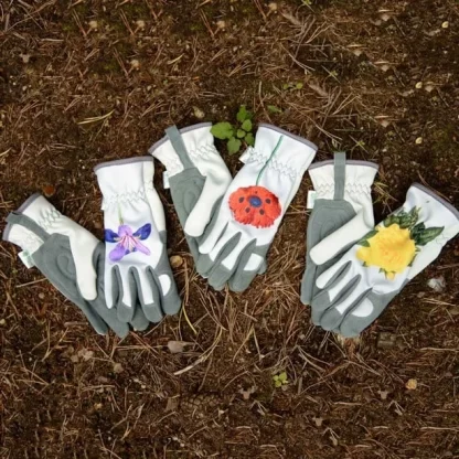 Gold Leaf RHS Gardening Gloves Ladies Poppy - Image 4