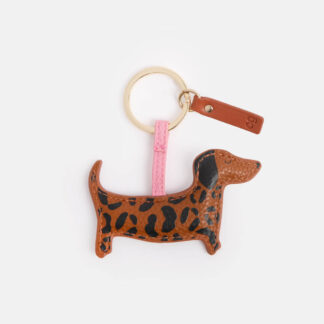 Caroline Gardener Leopard Print Sausage Dog Keyring