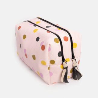 Caroline Gardener Pink Colourful Spot Large Travel Wash Bag