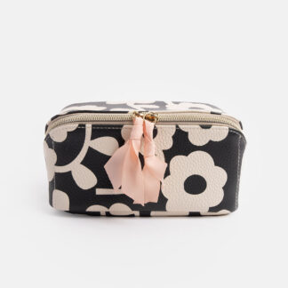 Caroline Gardner Mono Floral Flat Lay Cosmetic Bag
