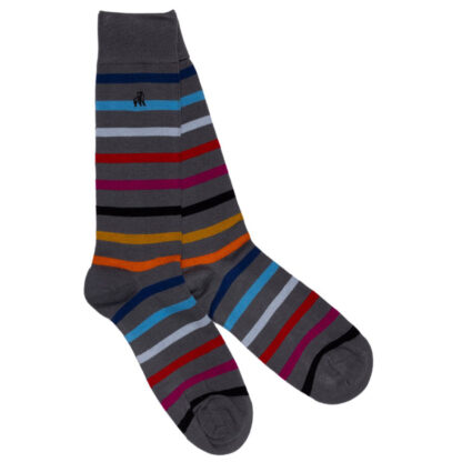 Swole Panda GREY SMALL STRIPE BAMBOO SOCKS 7-11