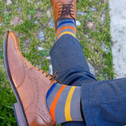 Swole Panda GREY SMALL STRIPE BAMBOO SOCKS 7-11 - Image 3