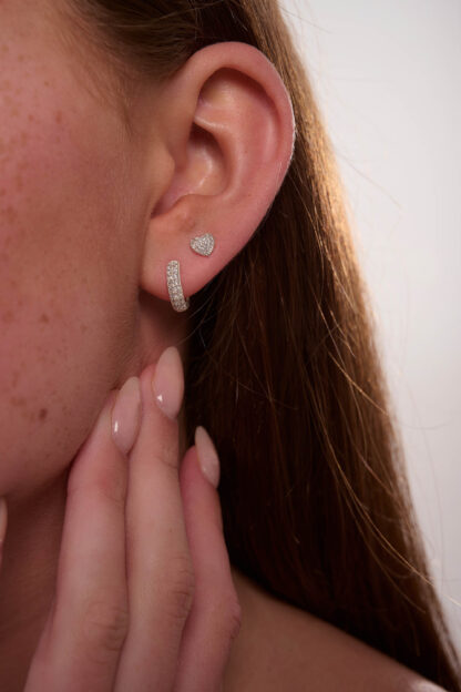 Tutti & Co Pave Heart Earrings Silver