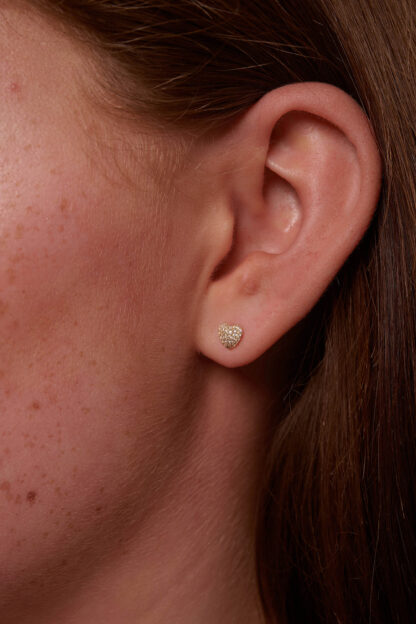 Tutti & Co Pave Heart Earrings Gold - Image 3