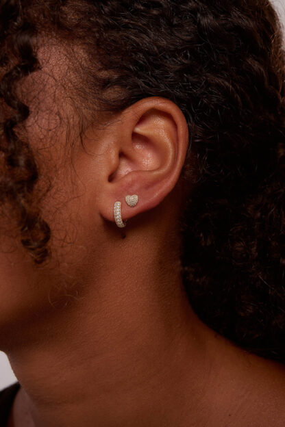 Tutti & Co Pave Heart Earrings Gold - Image 4