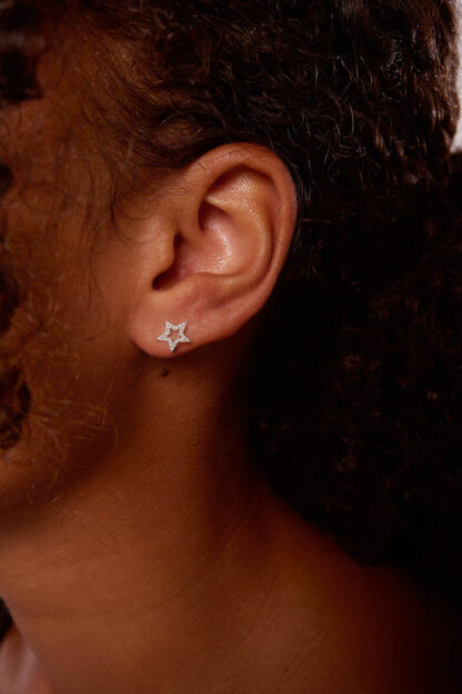 Tutti & Co Pave Star Earrings Silver