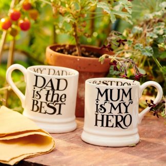 Emma Bridgewater Black Toast Archive My Dad/Mum is My Hero Set Of 2 1/2 Pint Mugs Boxed 2023 (Copy)