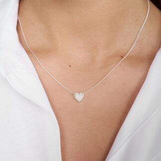 Tutti & Co Pave Heart Necklace Silver