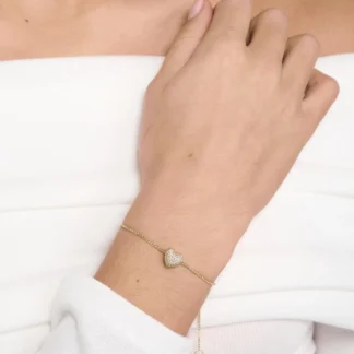 Tutti & Co Pave Heart Bracelet Gold (BR673G)